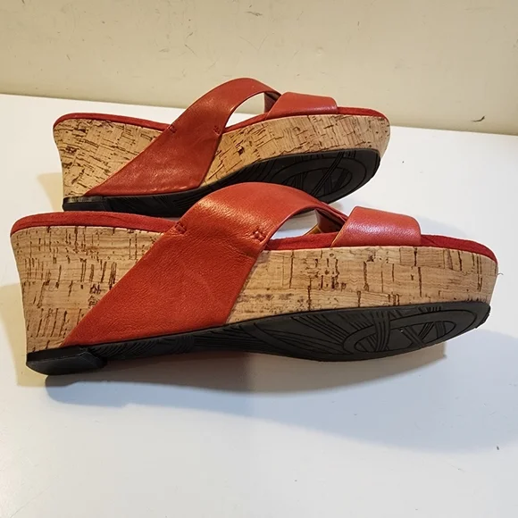 Nine West Coral Leather Wedge Sandals Size 8 - Picture 10 of 11